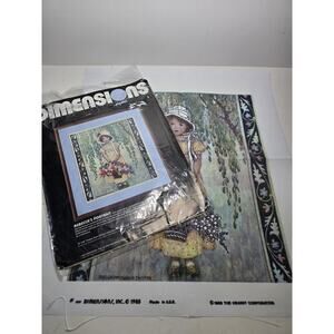 Vintage Dimensions Crewel 1985 Rebecca's Portrait 1297 14x16 CANVAS ONLY NO YARN
